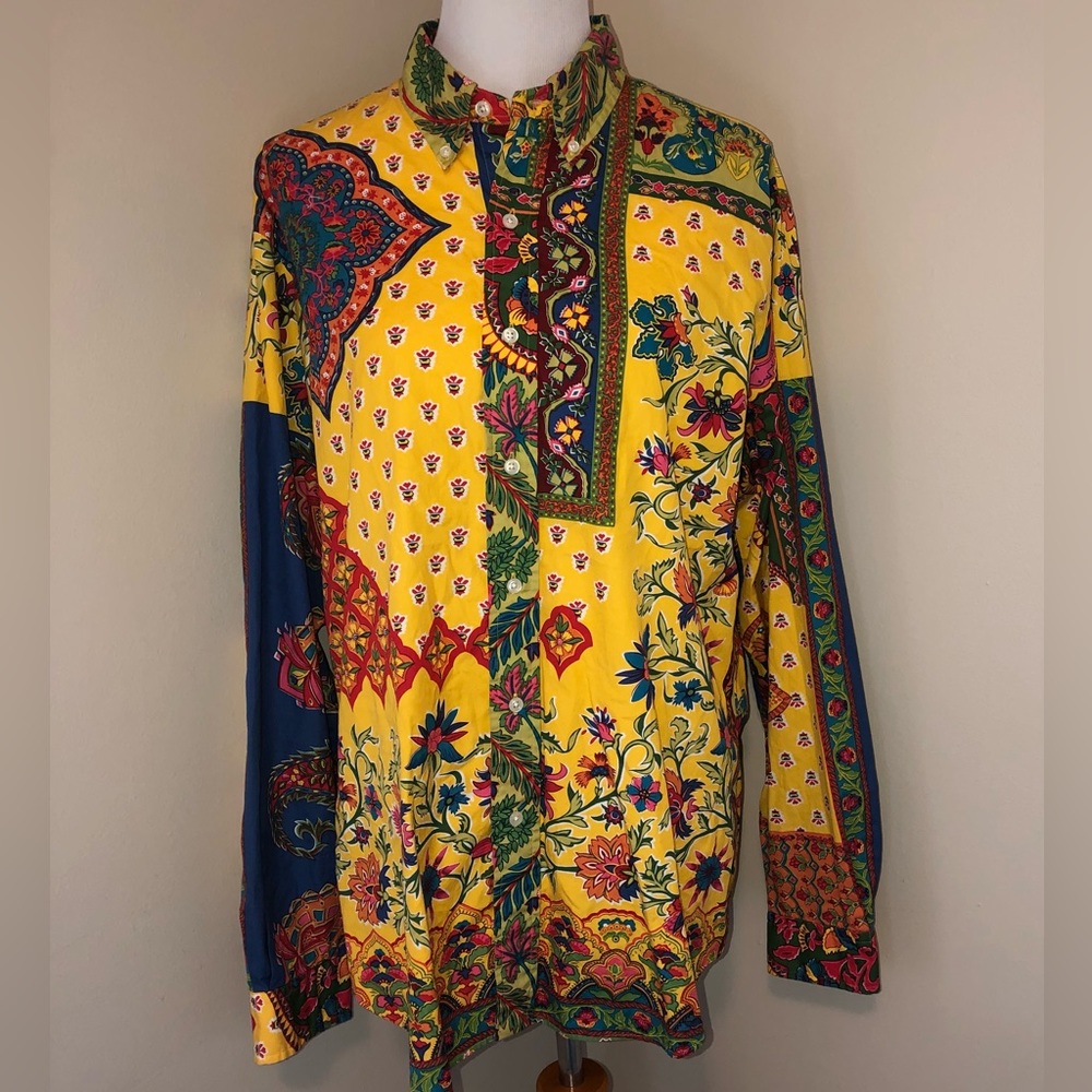 Ralph Lauren Vintage 90’s MultiColor Paisley Floral Button Down Shirt,Size-XL - Picture 2 of 16